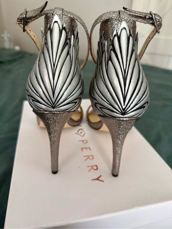 Katy Perry Collections Shoes - Katy Perry The Alexann Ankle-Strap Stiletto Heels with Feathered Heel Detail